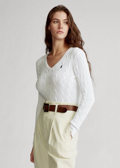 Dámské Svetr Polo Ralph Lauren Cable-Knit V-Neck - 02637-CMAR